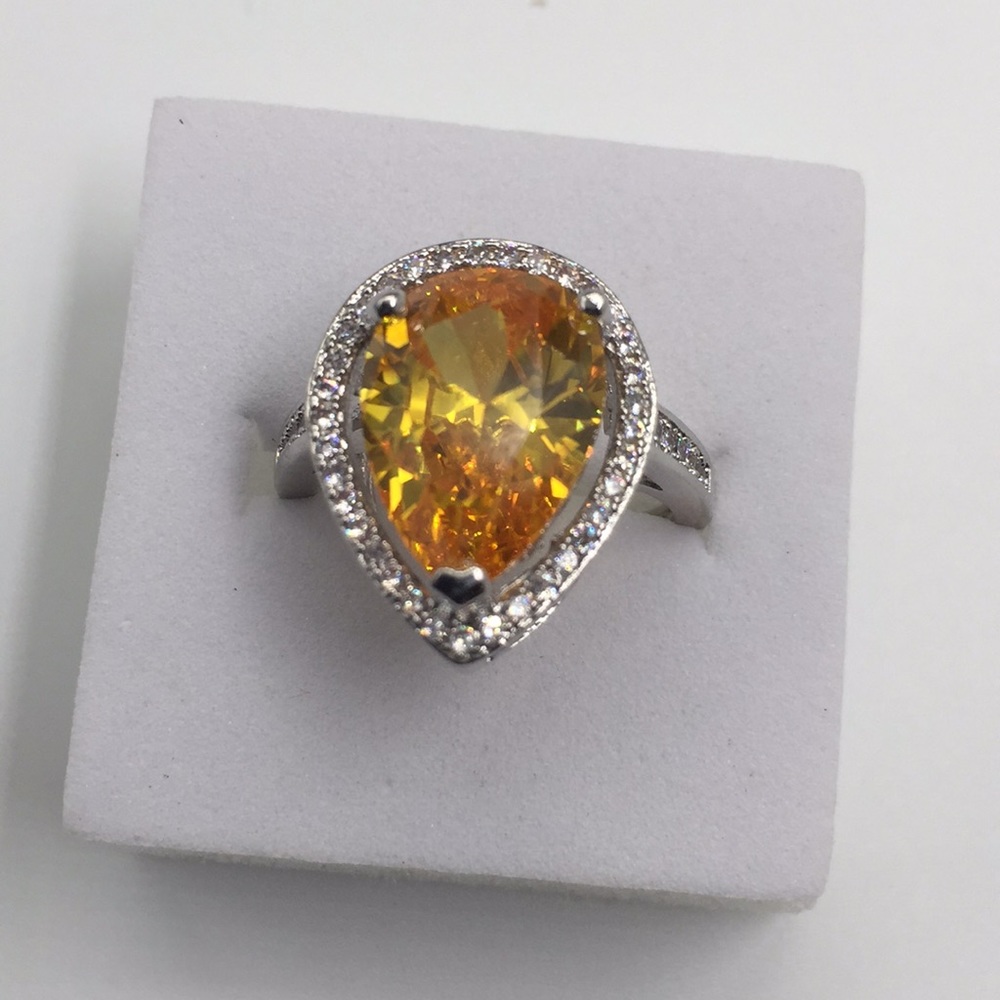 5 CARAT MULTI COLOR YELLOW TOPAZ 925 SILVER RING - Picture 6 of 6
